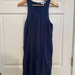 Madewell Deep Blue Linen Midi Dress